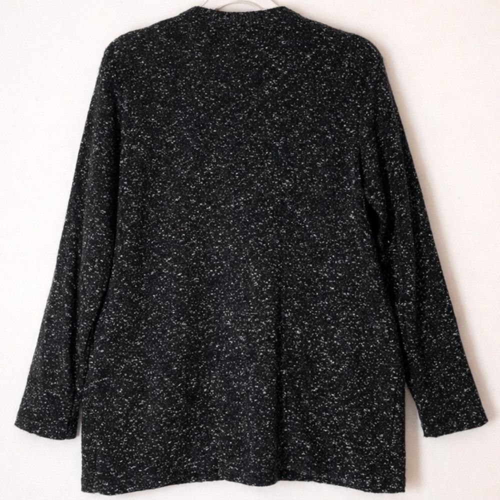 J. Jill Petite M Black/White Speckled Single Button Cardigan Sweater Cozy Basics - Picture 3 of 4